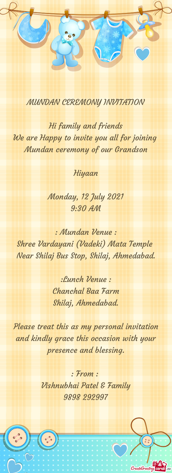 : Mundan Venue :