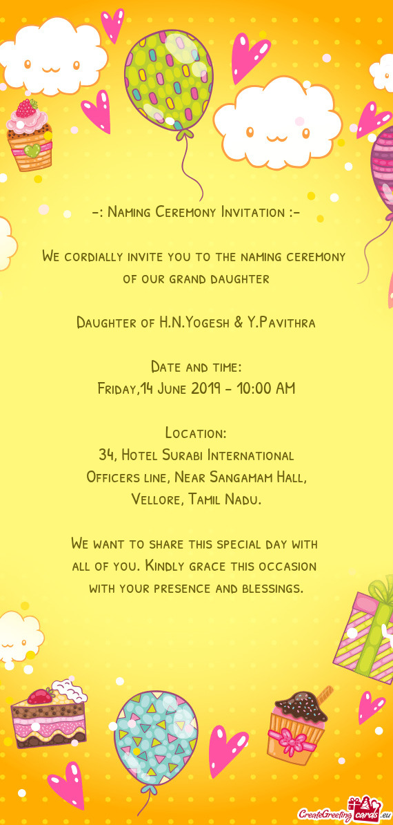 : Naming Ceremony Invitation :