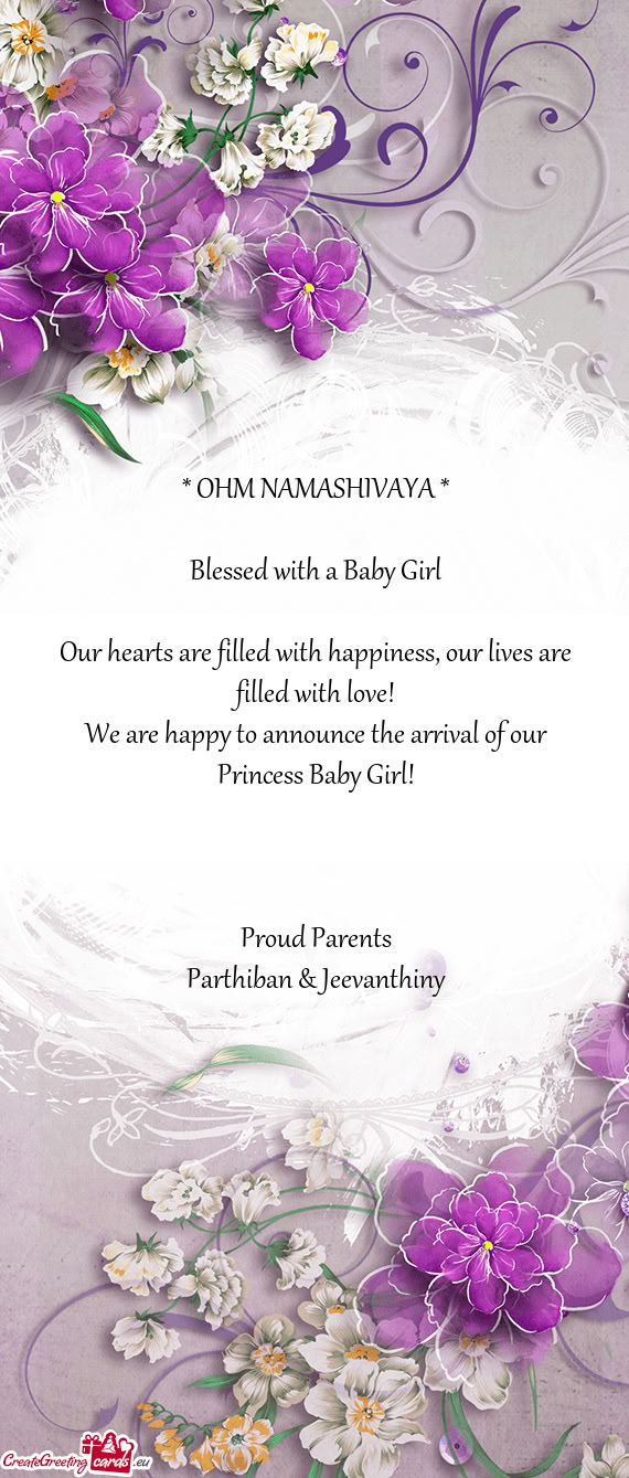 * OHM NAMASHIVAYA *    Blessed with a Baby Girl    Our