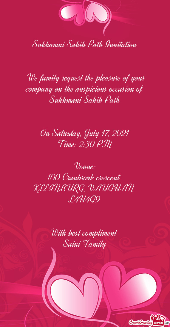 ?? Sukhamni Sahib Path Invitation ☬