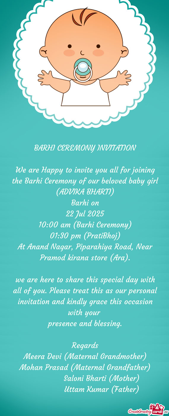 10:00 am (Barhi Ceremony)