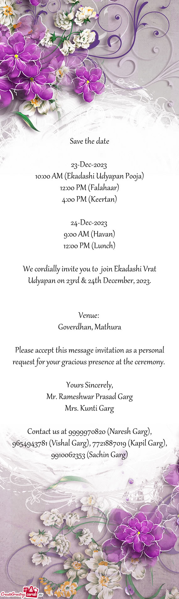 10:00 AM (Ekadashi Udyapan Pooja)