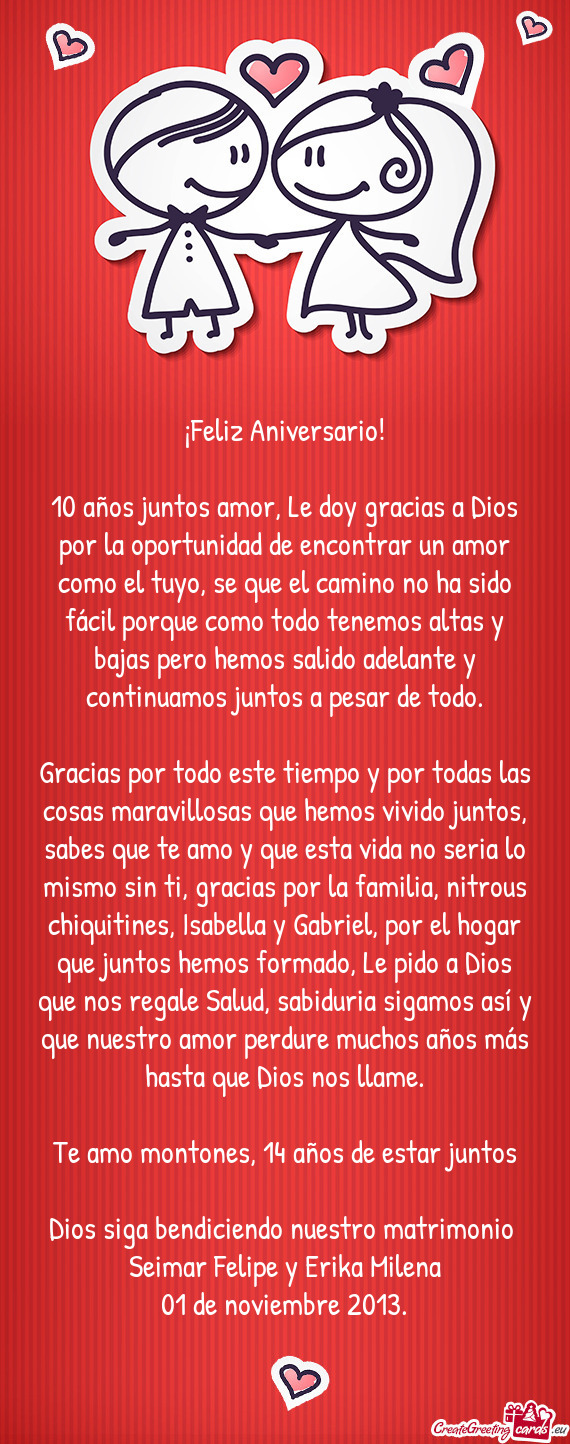 10 años juntos amor, Le doy gracias a Dios por la oportunidad de encontrar un amor como el tuyo, se