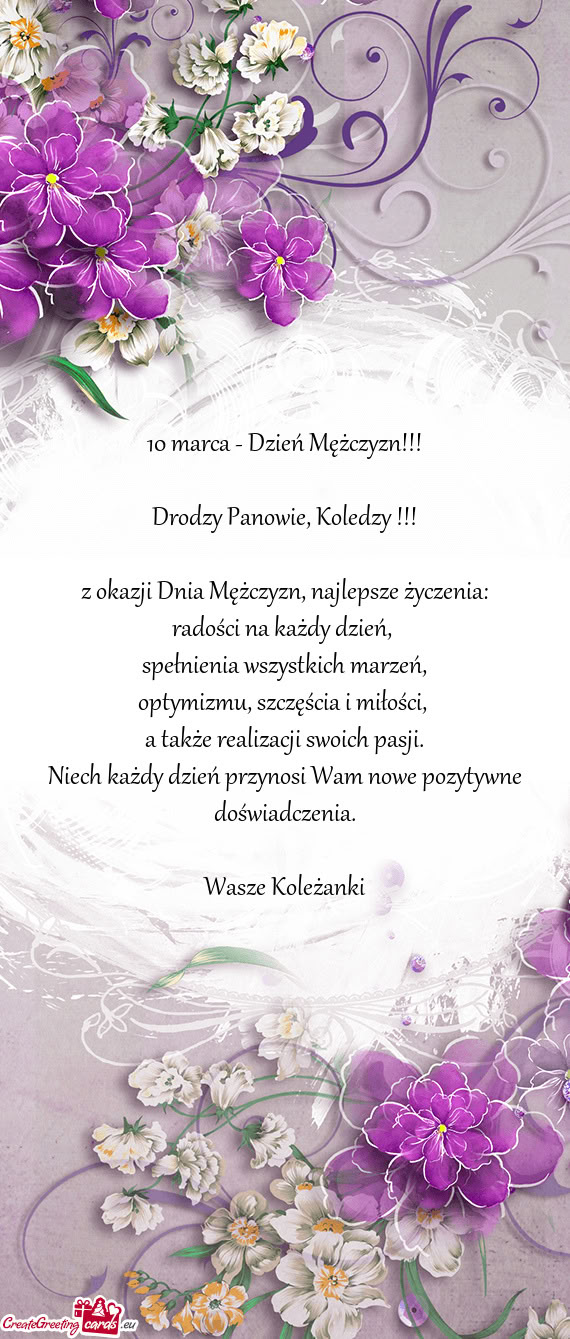10 marca - Dzień Mężczyzn