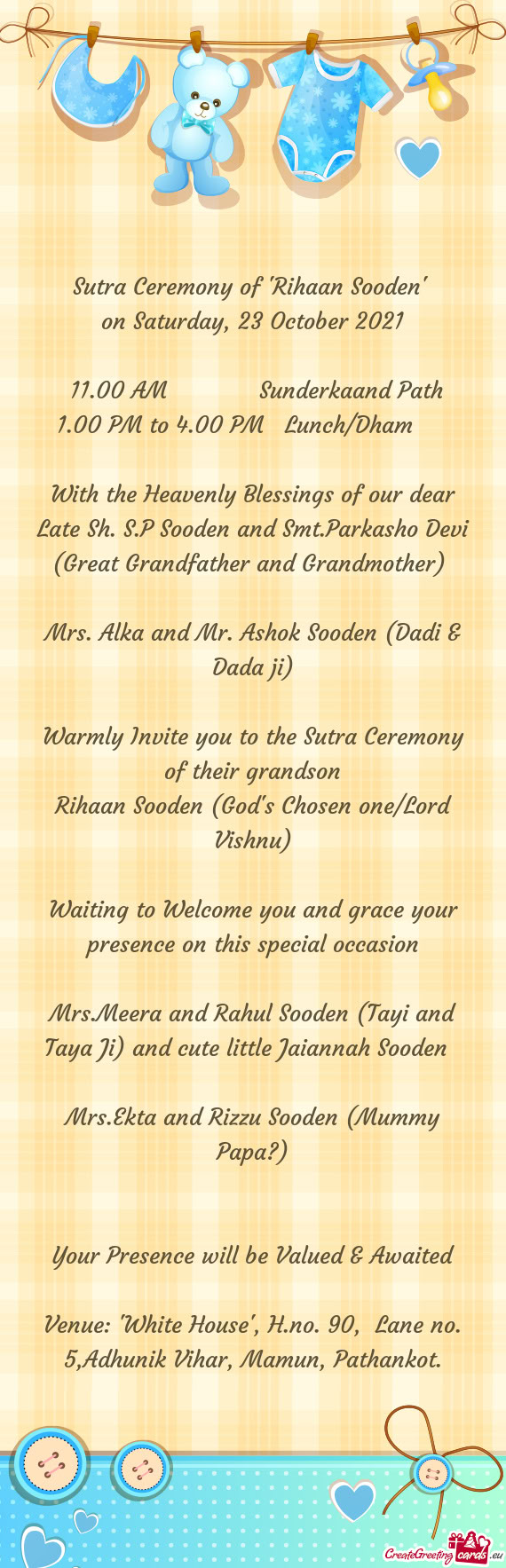 1.00 PM to 4.00 PM Lunch/Dham