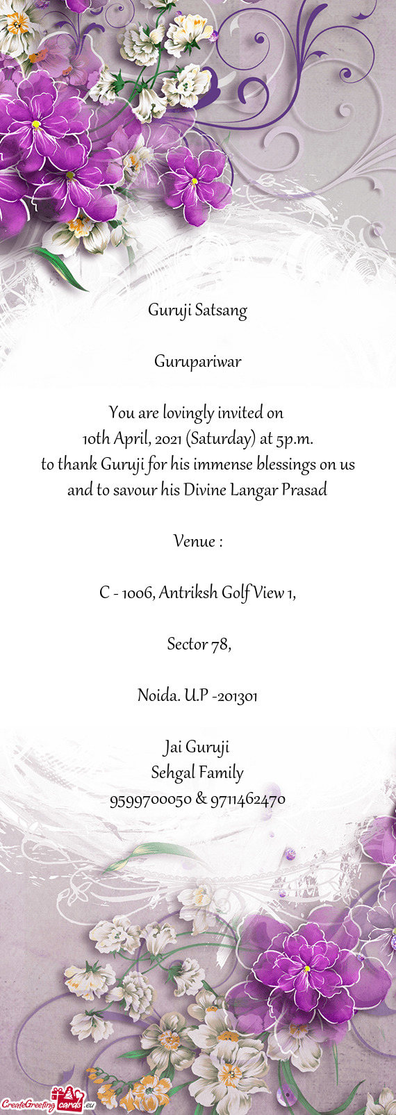 10th April, 2021 (Saturday) at 5p.m