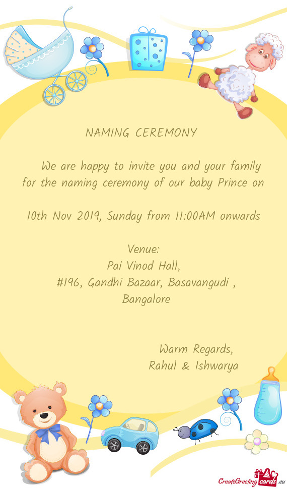 10th Nov 2019, Sunday from 11:00AM onwards