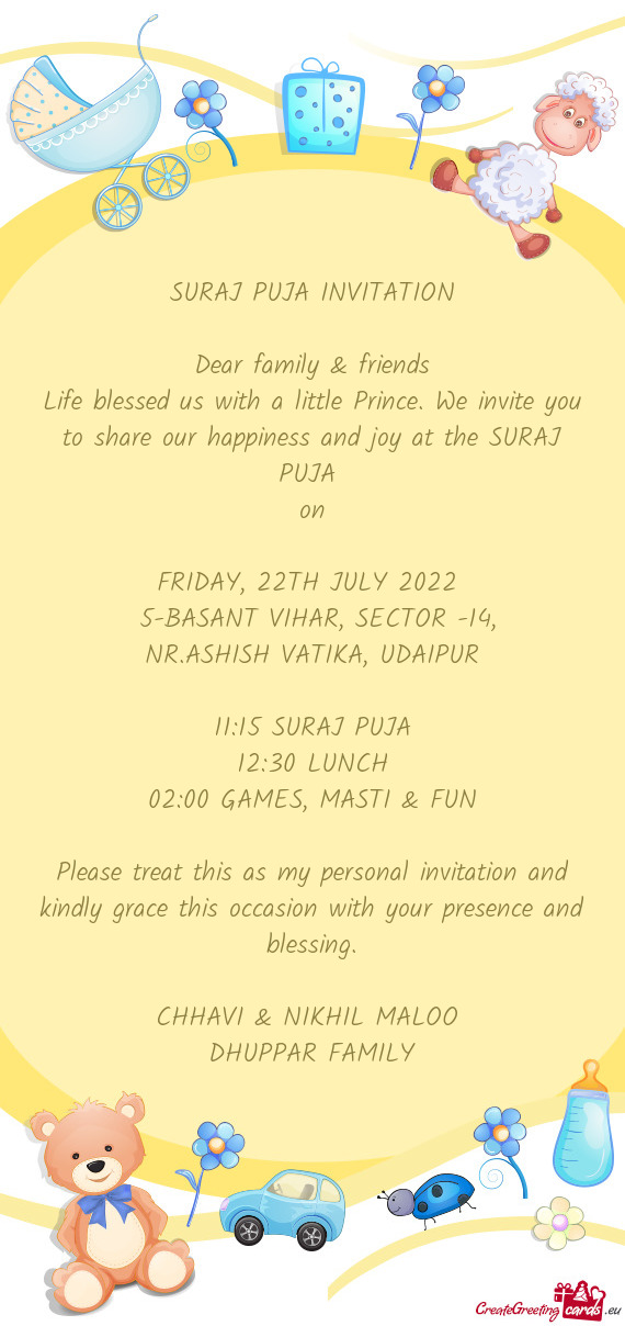 11:15 SURAJ PUJA