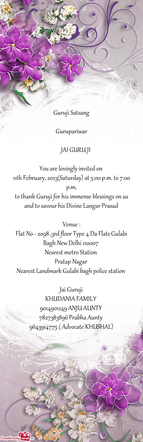 11th February, 2023(Saturday) at 5:00 p.m. to 7:00 p.m