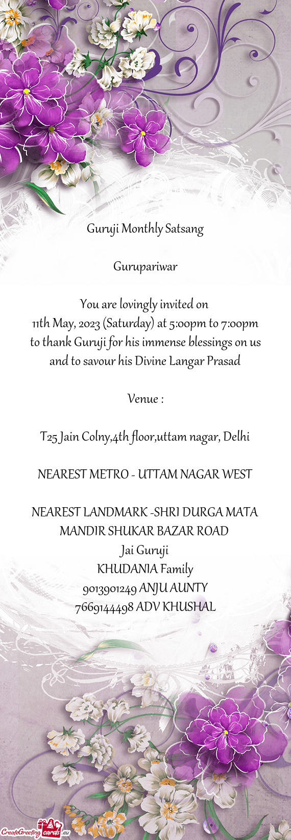 11th May, 2023 (Saturday) at 5:00pm to 7:00pm