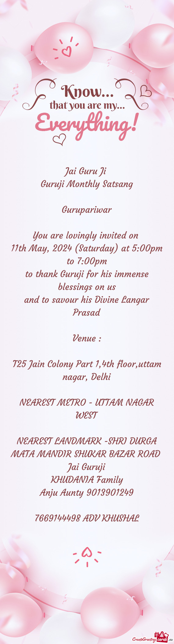 11th May, 2024 (Saturday) at 5:00pm to 7:00pm