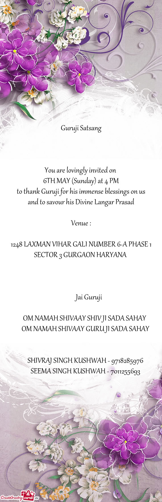 1248 LAXMAN VIHAR GALI NUMBER 6-A PHASE 1 SECTOR 3 GURGAON HARYANA