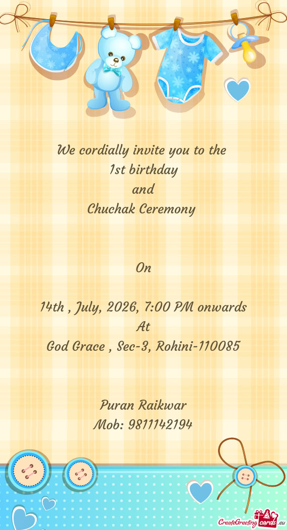 14th , July, 2026, 7:00 PM onwards
