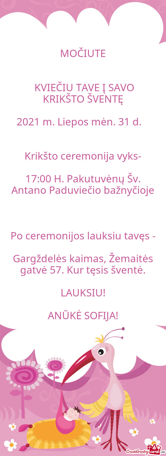 17:00 H. Pakutuvėnų Šv. Antano Paduviečio bažnyčioje