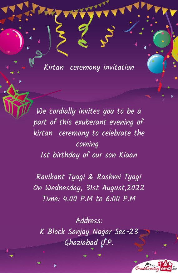 1st birthday of our son Kiaan