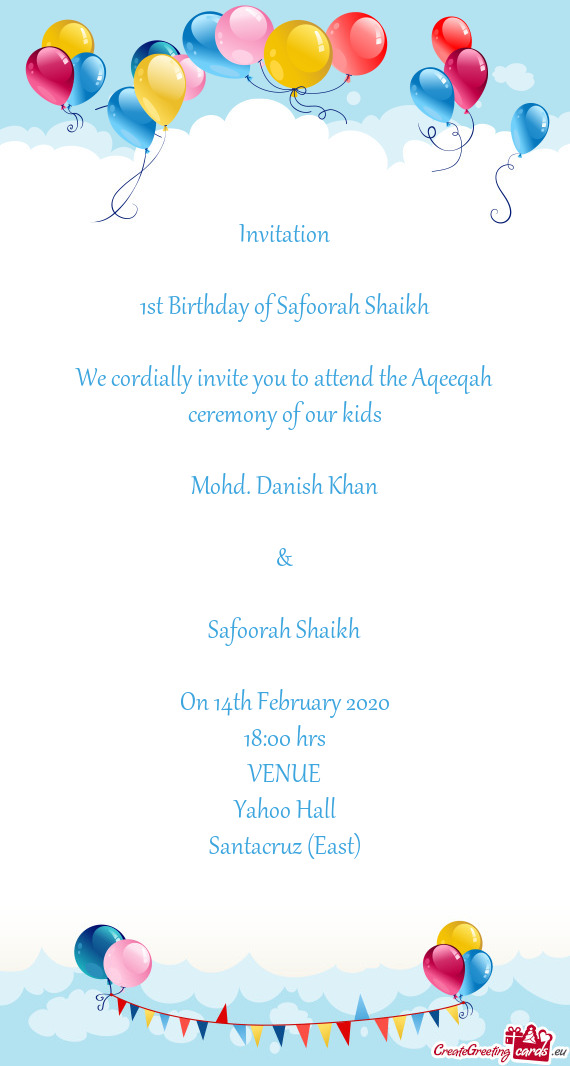 1st Birthday of Safoorah Shaikh