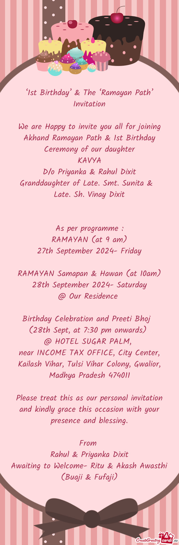 ‘1st Birthday’ & The ‘Ramayan Path’ Invitation