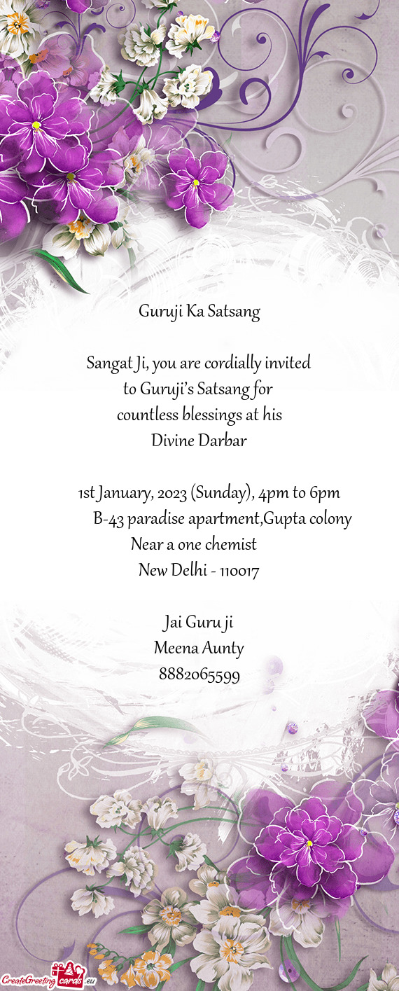 1st January, 2023 (Sunday), 4pm to 6pm