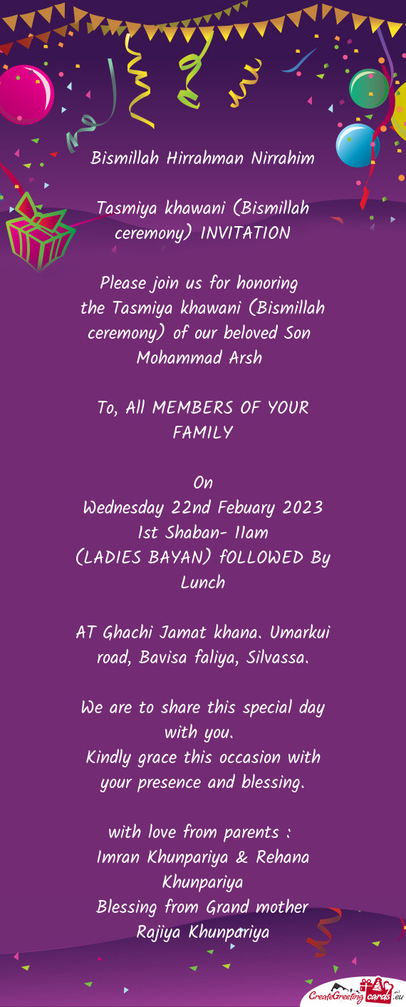 1st Shaban- 11am