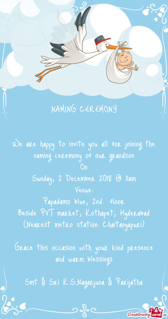 2 December 2018 @ 11am
 Venue