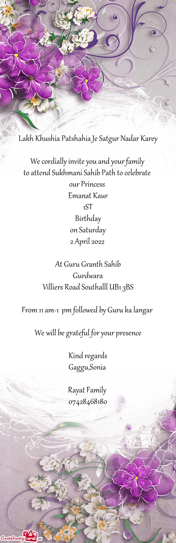 2022   At Guru Granth Sahib Gurdwara Villiers Road Southalll UB1 3BS  From 11 am-1 pm follow