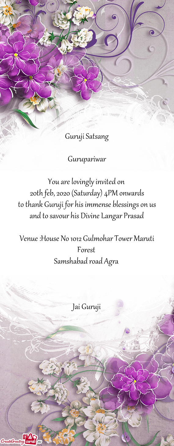 20th feb, 2020 (Saturday) 4PM onwards