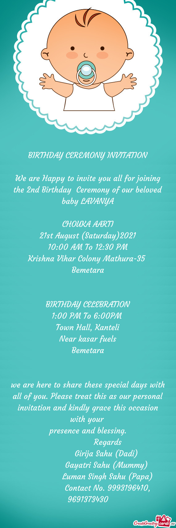 21st August (Saturday)2021