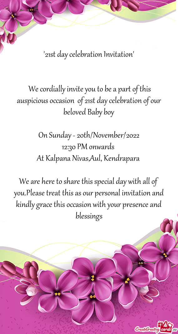 "21st day celebration Invitation"