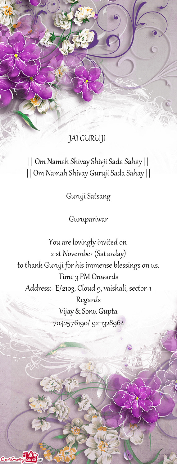 21st November (Saturday)