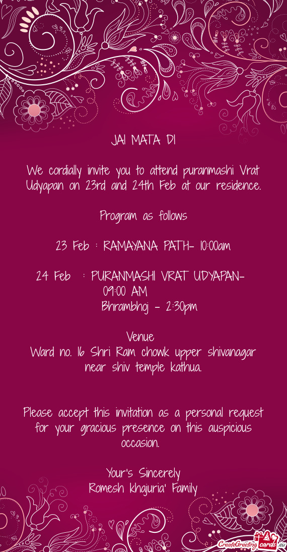 23 Feb : RAMAYANA PATH- 10:00am