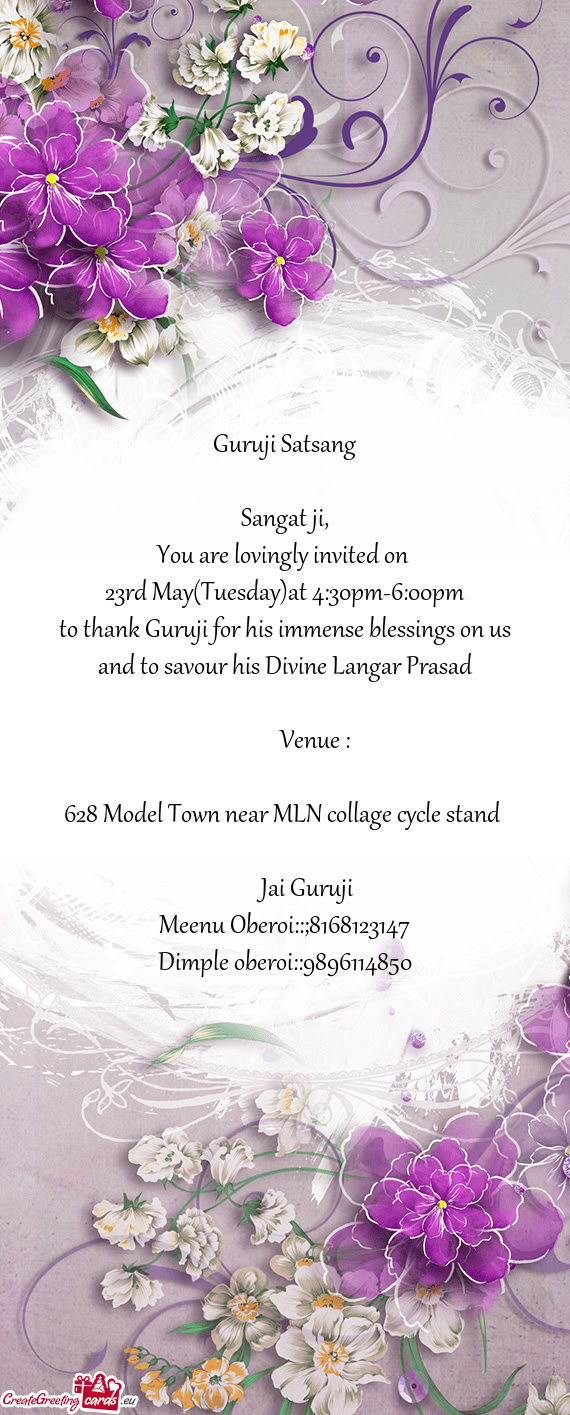 23rd May(Tuesday)at 4:30pm-6:00pm