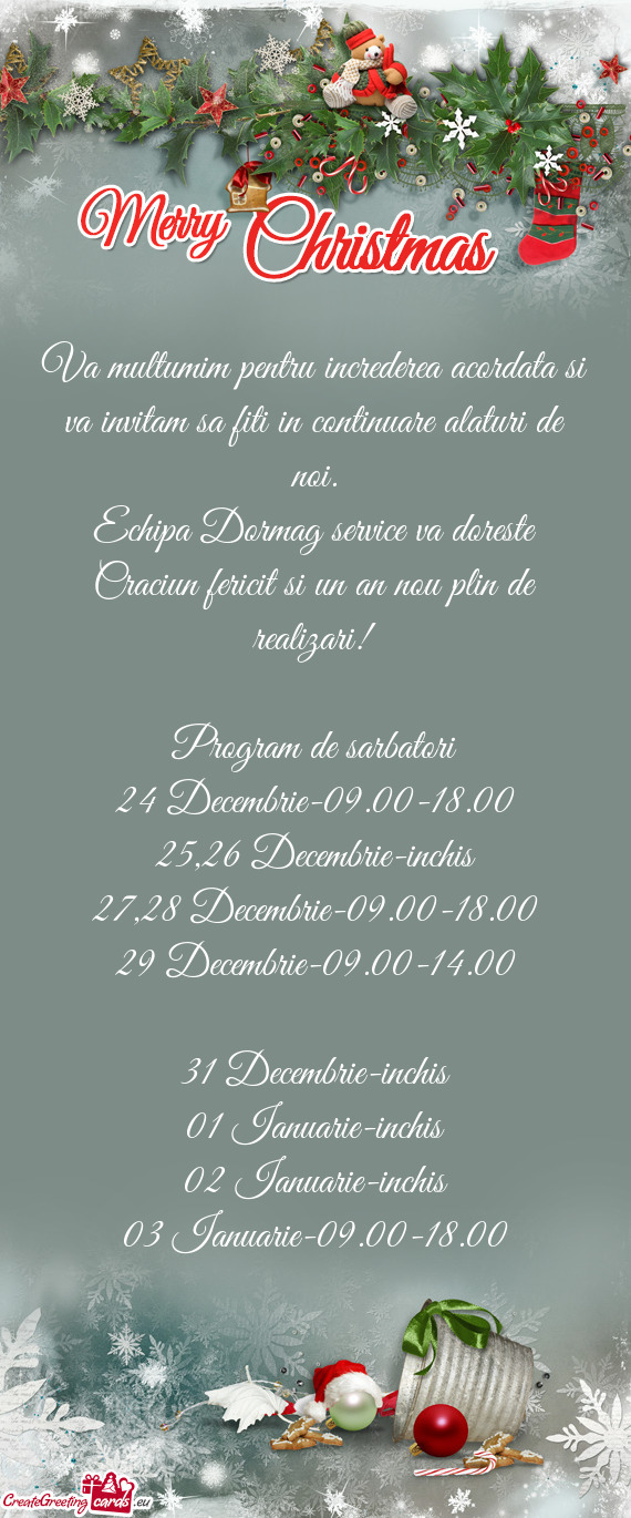 24 Decembrie-09.00-18.00