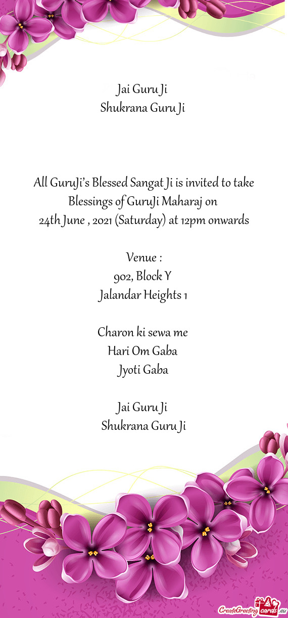 24th June , 2021 (Saturday) at 12pm onwards