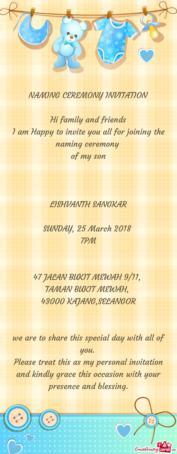 25 March 2018 
 7PM
 
 
 47 JALAN BUKIT MEWAH 9/11