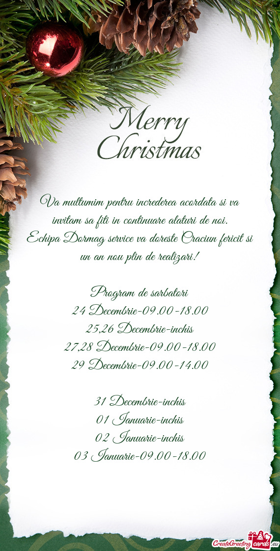 25,26 Decembrie-inchis