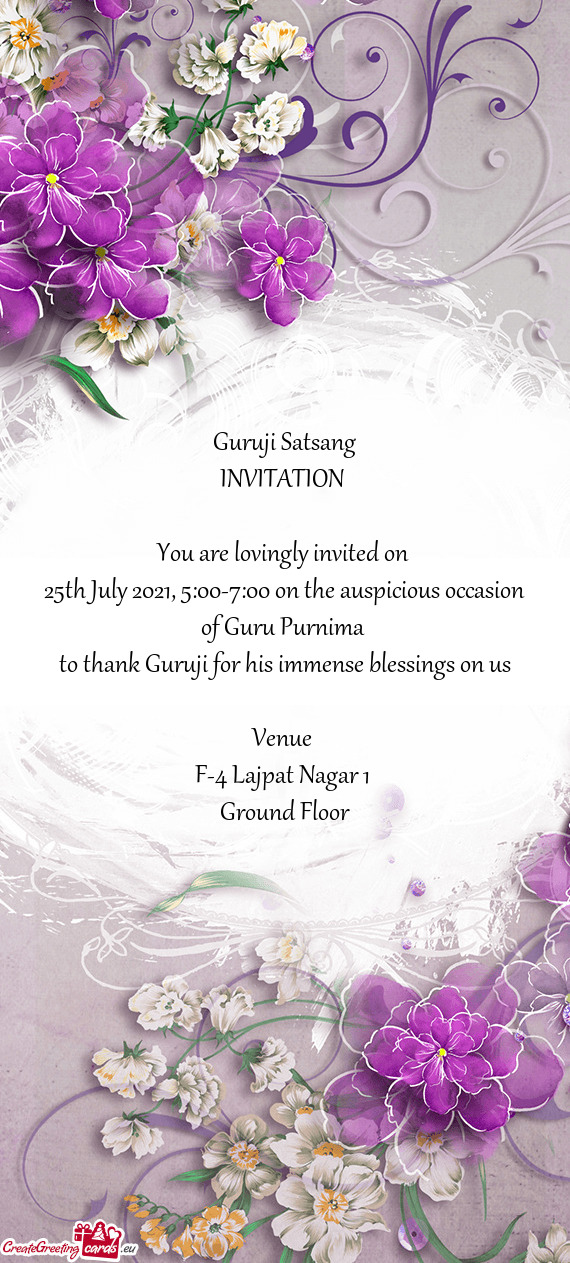 25th July 2021, 5:00-7:00 on the auspicious occasion of Guru Purnima