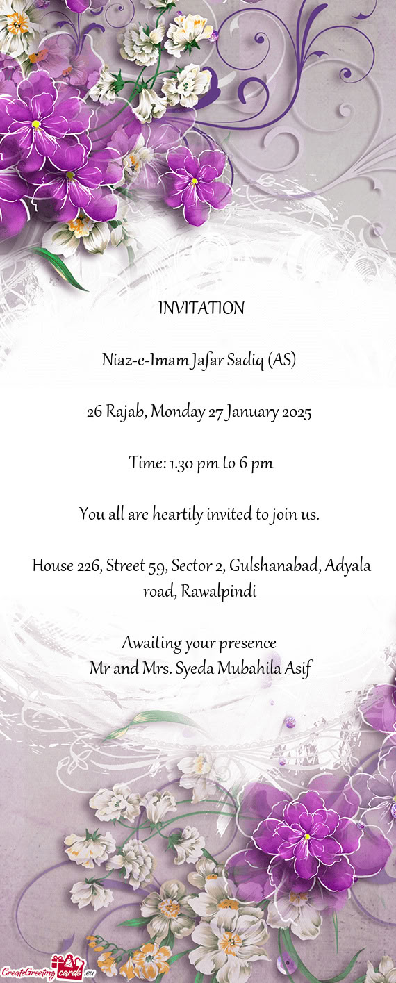 26 Rajab, Monday 27 January 2025