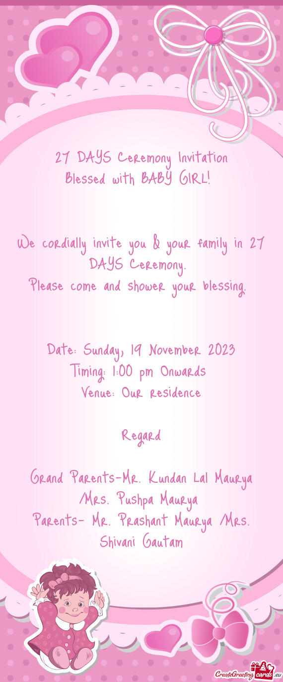 27 DAYS Ceremony Invitation