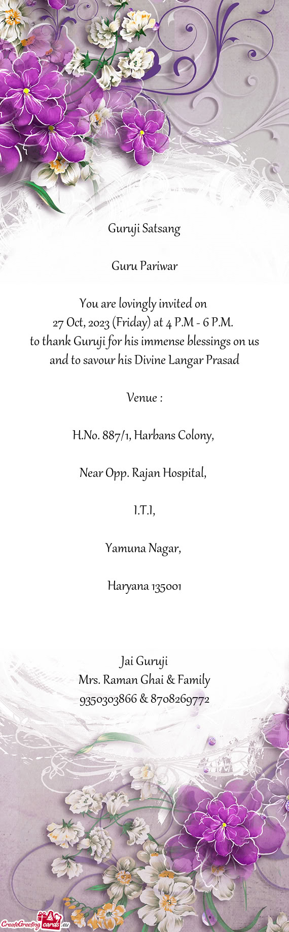 27 Oct, 2023 (Friday) at 4 P.M - 6 P.M