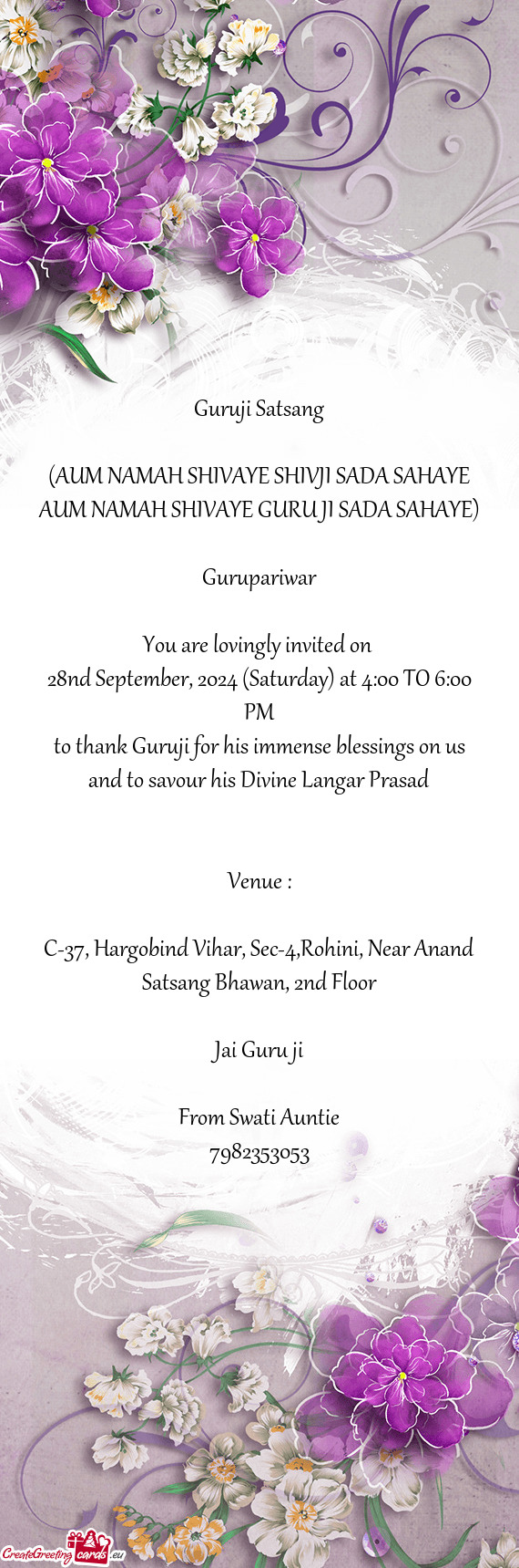 28nd September, 2024 (Saturday) at 4:00 TO 6:00 PM