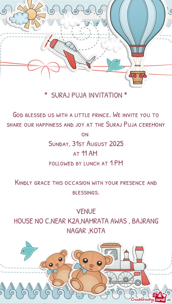 31st August 2025 at 11 AM followed by lunch at 1 PM Kindly grace this occasion with your pres