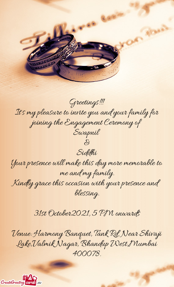 31st October2021, 5 PM onwards