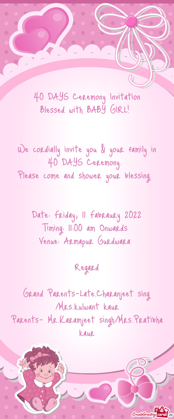 40 DAYS Ceremony Invitation