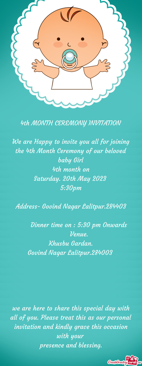 4th MONTH CEREMONY INVITATION