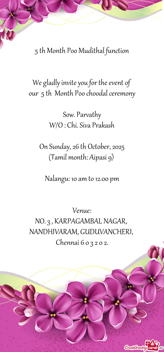 5 th Month Poo Mudithal function