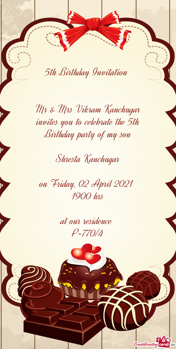 5th Birthday Invitation