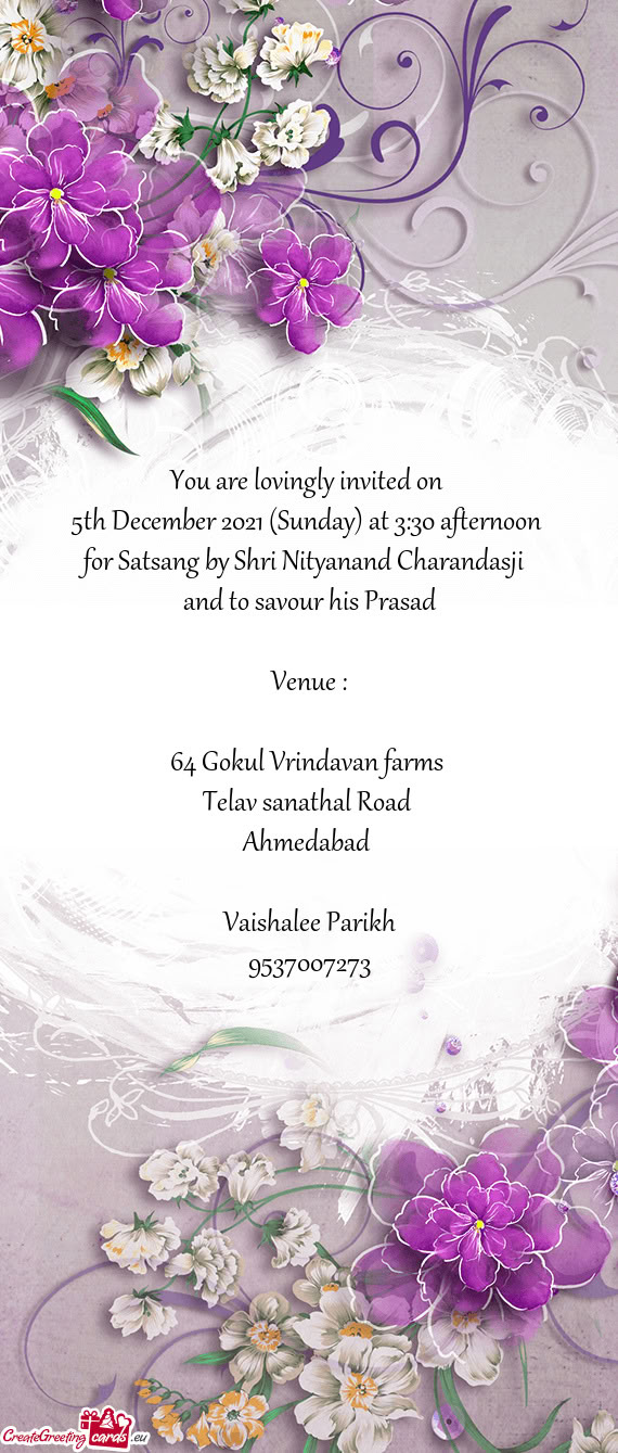 5th December 2021 (Sunday) at 3:30 afternoon