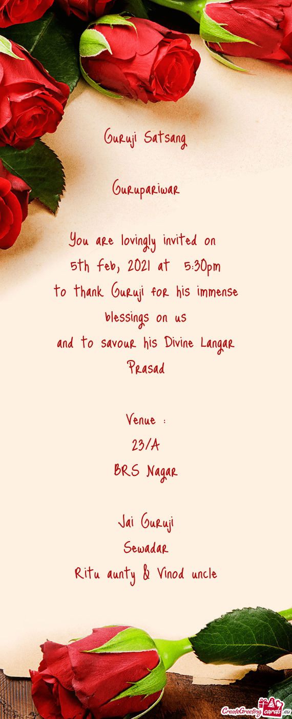 5th Feb, 2021 at 5:30pm