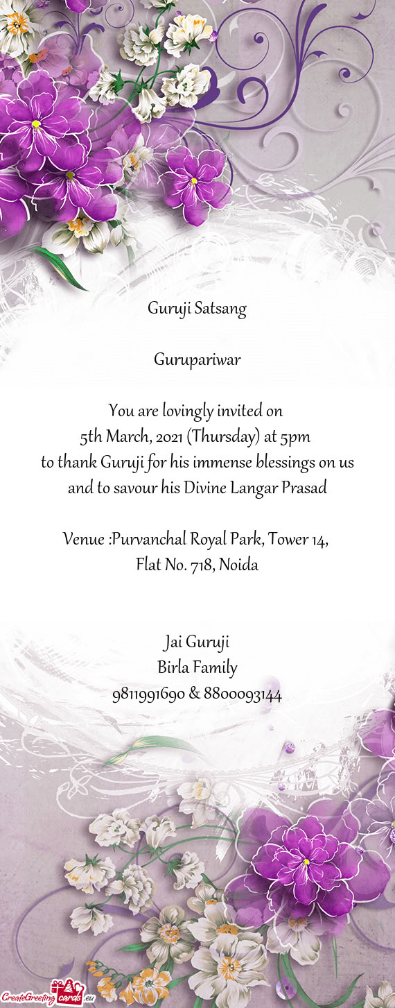 5th March, 2021 (Thursday) at 5pm