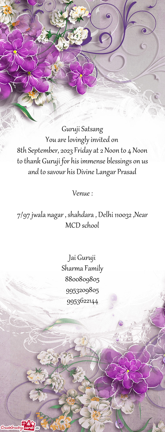 8th September, 2023 Friday at 2 Noon to 4 Noon